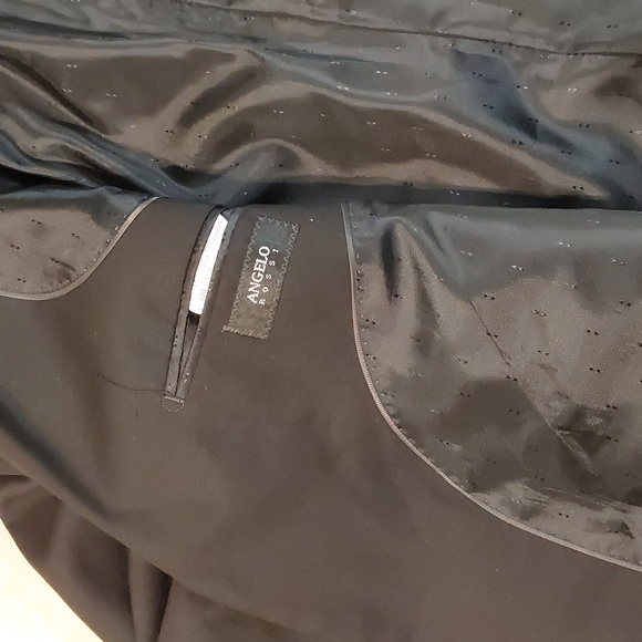 ANGELO ROSSI Hand Tailored Miro Tech Mens Black Blazer Suit Jeacket Size 46 S - Picture 12 of 13